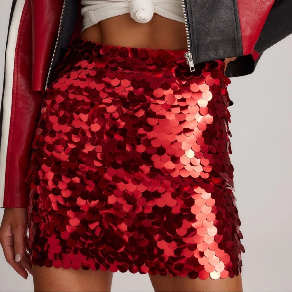 12th Tribe Red Sequin Skirt